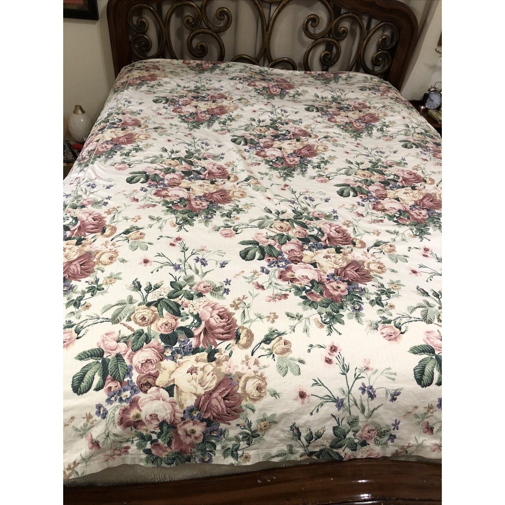 VTG Floral Custom Made Duvet Cover 1 Sham French Country Cottage 82" X 84" Full